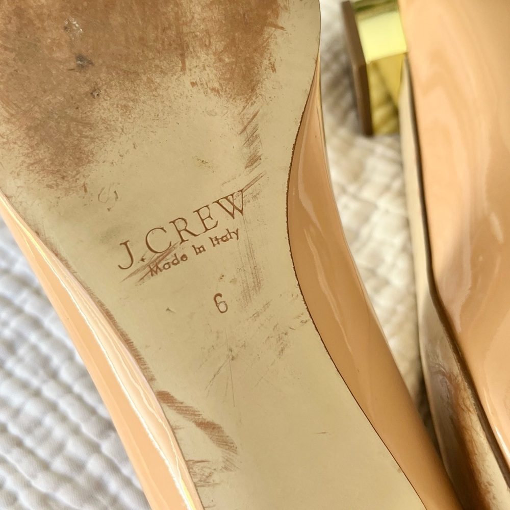 J. Crew | Janey Nude Patent Leather Gold Heeled Ballet Flats - Picture 7 of 9